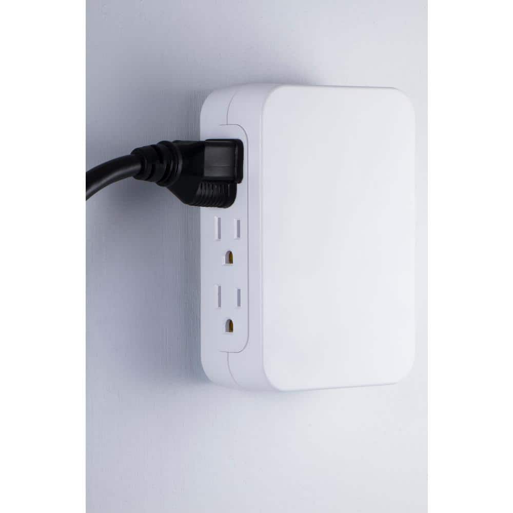 White 6-Outlet Side-Access Surge Protector Wall Tap
