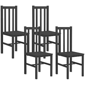 Black Farmhouse Dining Chairs, Set of 4, Kitchen & Dining Room Chairs with Slat Back, Pine Wood Seating for Living Room