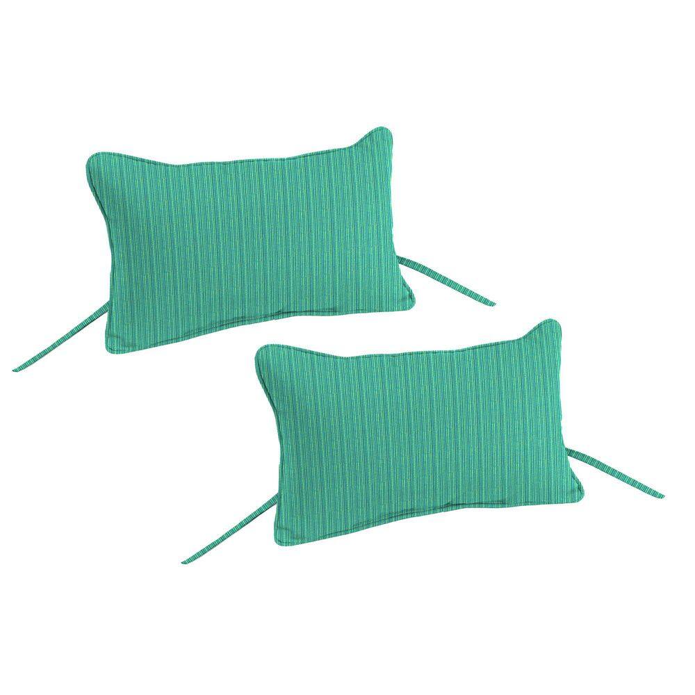 15 in. L x 9 in. W x 4 in. T Rectangular Outdoor Headrest Throw Pillow with Ties and Welt in Federal Bayou (2-Pack) price history on PriceWatchPro
