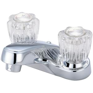 Elite 4 in. Centerset 2-Handle Bathroom Faucet with Acrylic Round Handles in Polished Chrome