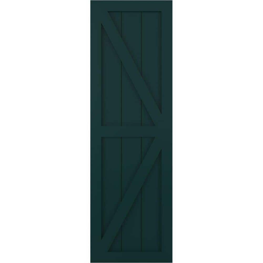12 in. x 42 in. PVC Two Equal Panel Farmhouse Fixed Mount Board and Batten Shutters with Z-Bar Pair in Thermal Green price history on PriceWatchPro