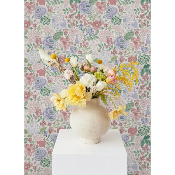 Disney Princess Purple Watercolor Floral Peel and Stick Wallpaper