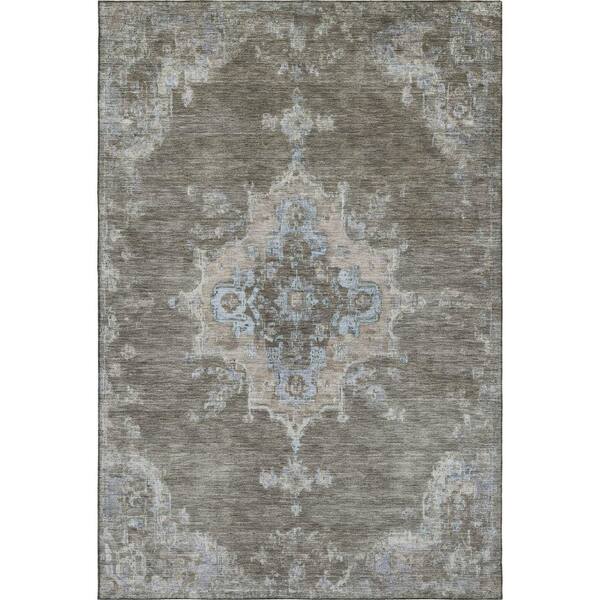Mayfield Premium Machine Washable Abstract AMF2321 Brown 10 ft. x 14 ft. Area Rug
