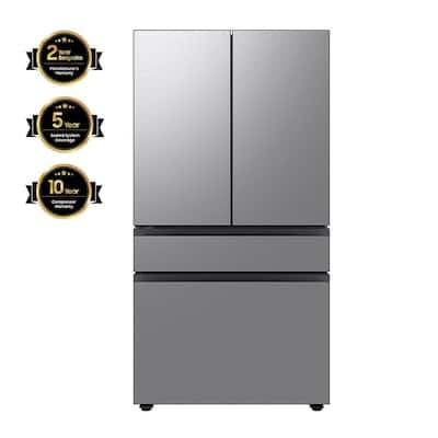 Bespoke 35.8 in. 29 cu. ft. Standard Depth 4-Door French Door Refrigerator with Beverage Center in Stainless Steel