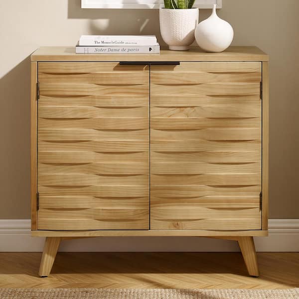 Art Leon Rustic Natural Wood Buffet Cabinet with Checkerboard Design