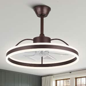 Modern 24 in. Indoor Brown Smart LED Ceiling Fan with Dimmable Lights and Remote, 6-Speed Reversible Ceiling Fan