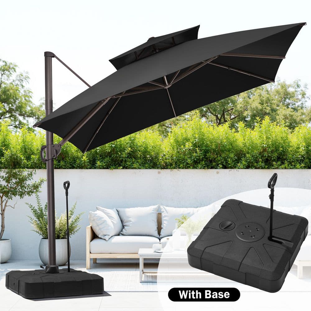 black patio umbrella with base Outsunny Relax and enjoy the outdoors in style with our Crestlive Products outdoor patio cantilever umbrella and base 6' Sunbrella® A Patio Market