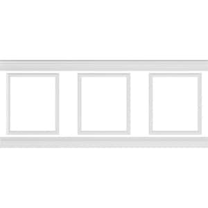 94 1/2 in. (Adjustable 40 in. to 44 in.) 26 sq. ft. Polyurethane Ashford Square Panel Wainscot Kit Primed