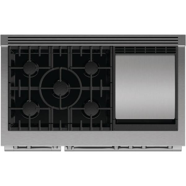 Fisher & Paykel Professional 48 in. 6.9 cu. ft.5 BurnerDouble Oven Dual Fuel Range with Gas Stove and Electric Oven in. Stainless Steel