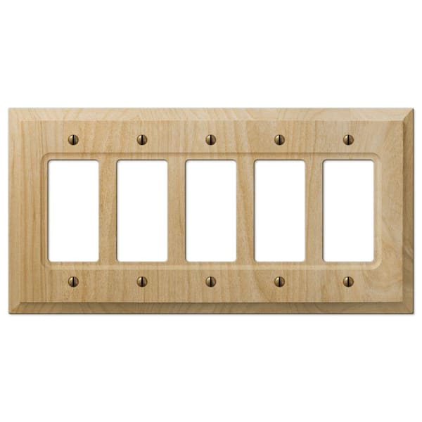 AMERELLE Cabin 5 Gang Rocker Wood Wall Plate - Unfinished