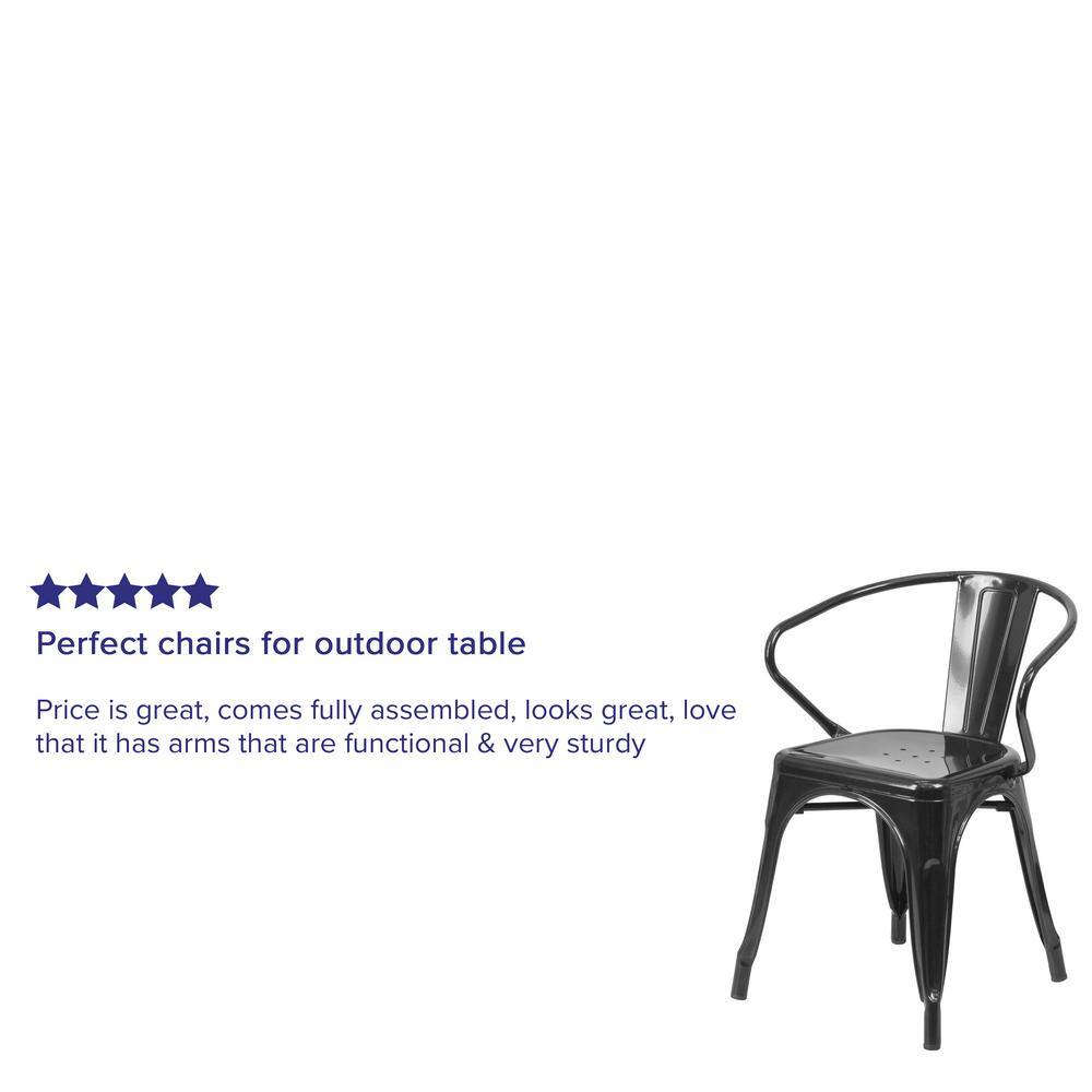 Black Metal Stackable Industrial Dining Chairs, Set of 4