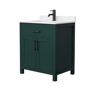 Beckett 30 in. W x 22 in. D x 35 in. H Single Sink Bathroom Vanity in Green with Carrara Cultured Marble Top