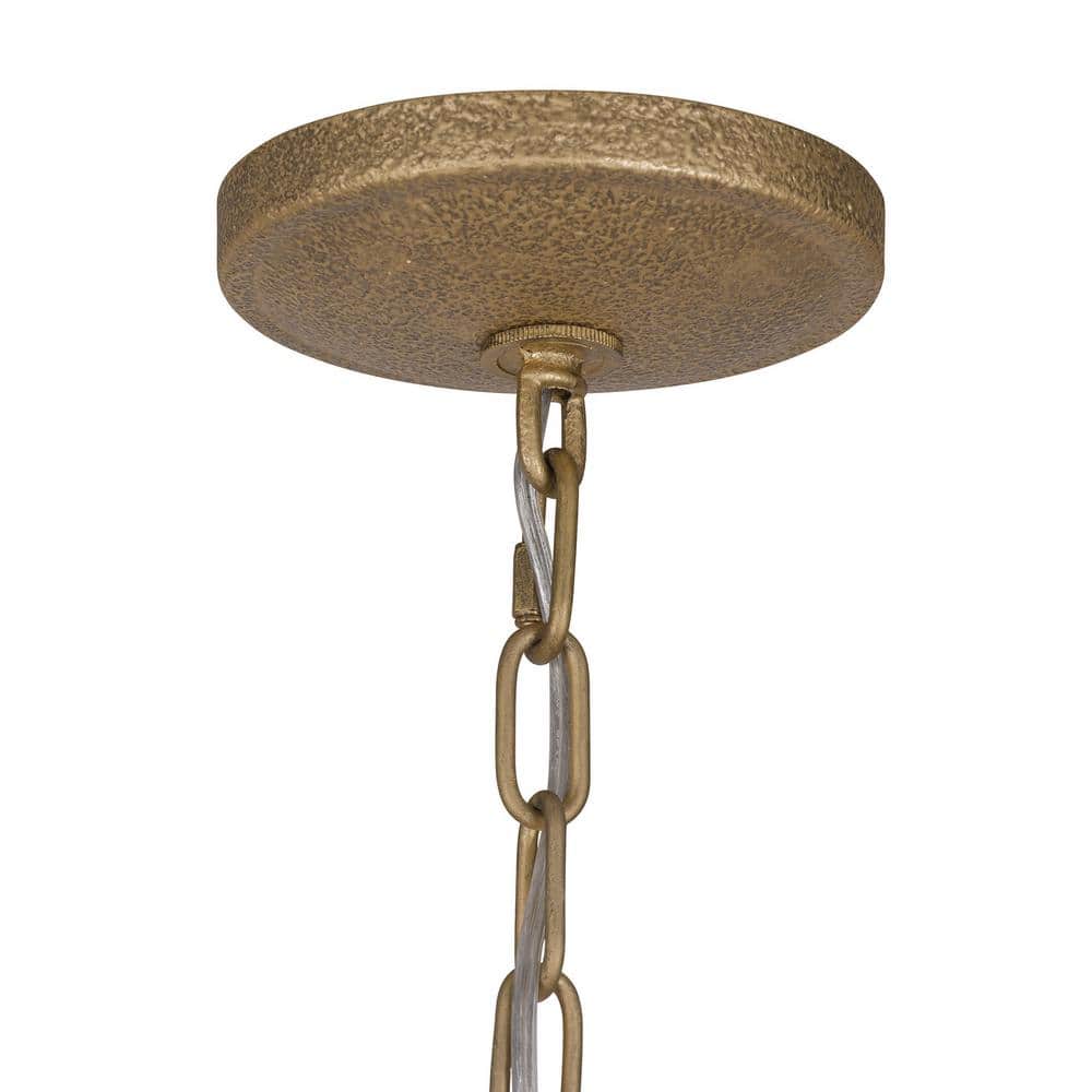 Textured Ashen Gold 6-Light Indoor Drum Pendant with Fabric Shade