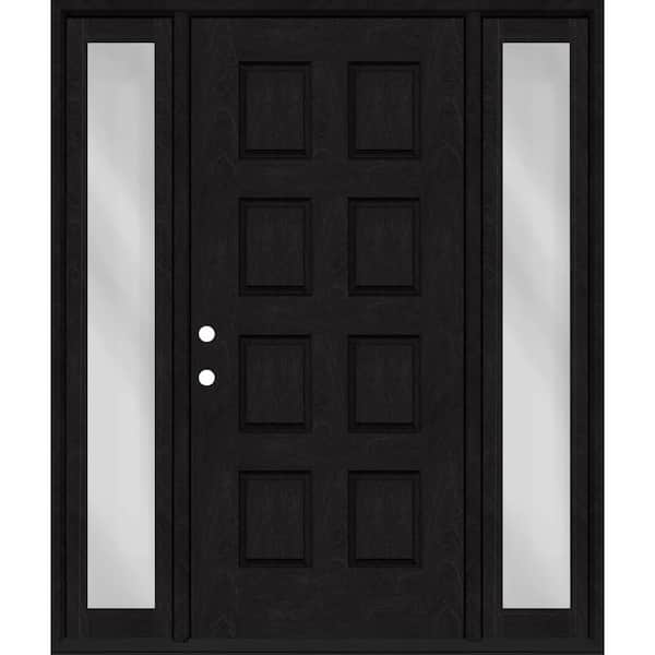 Regency 64 in. x 80 in. 8-Panel RHIS Onyx Stain Mahogany Fiberglass Prehung Front Door w/Dbl 12in.Sidelites