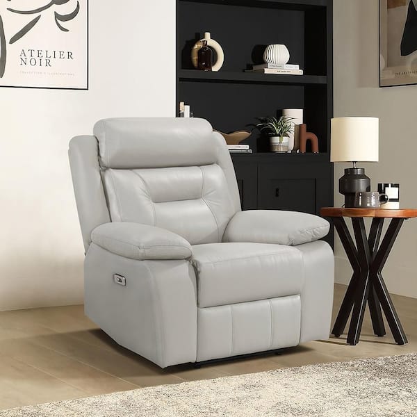 Emillia Silver Leather Power Reclining Chair
