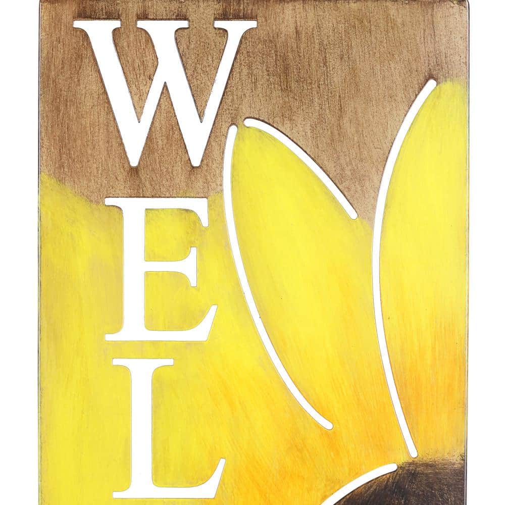 Solar Metal Sunflower Welcome Sign with LED Lights