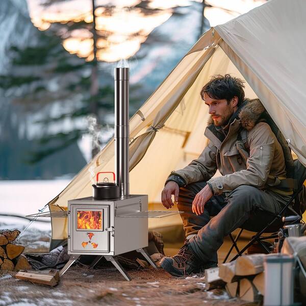 Reviews for BOZTIY Camping Tent Stove Portable Wood Burning Stove with Window 7 Chimney Pipe Folding Hot Tent Stove for Outdoor Camping Pg 1 The Home Depot