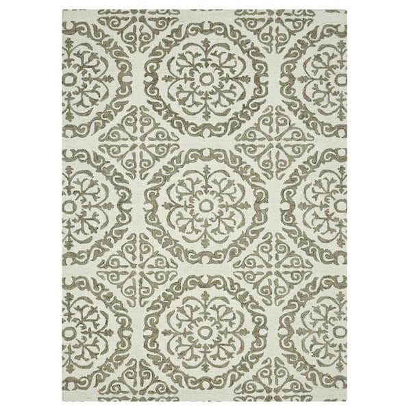 8 ft. x 11 ft. Multi-Colored Wool Medallion Hand Hooked Area Rug