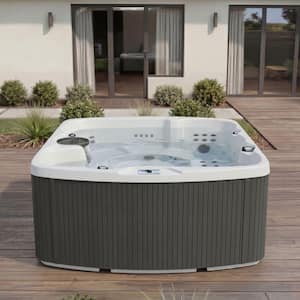 Leganza 6-Person 90-Jet 230V Hot Tub in Arctic White/Coastal Gray with Lounge Seating