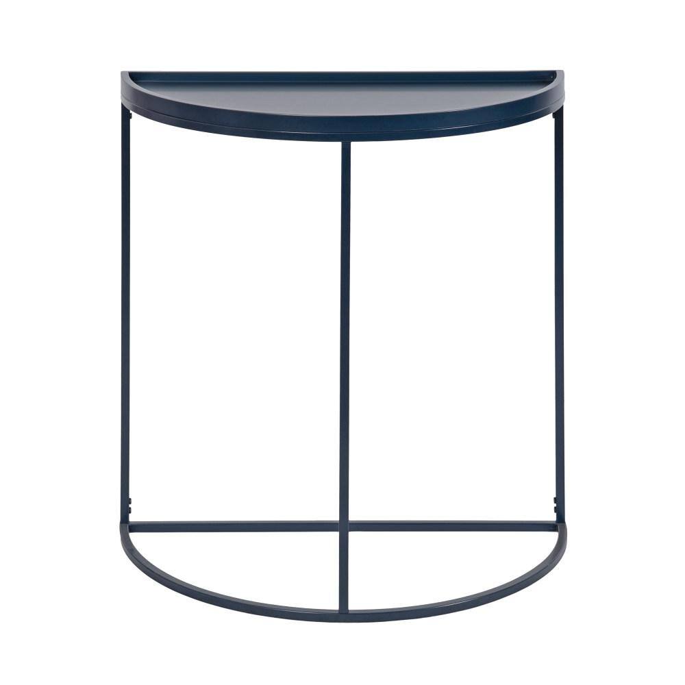 Dorrah Navy Blue Metal Half-Circle Console Table with Storage
