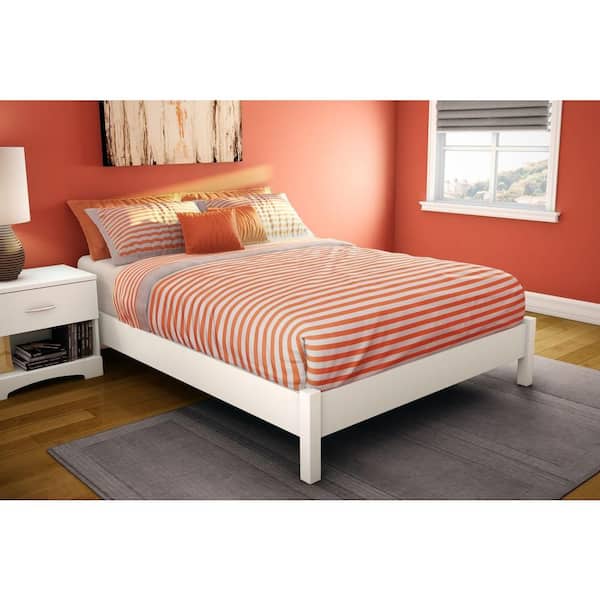 South Shore Step One Full-Size Platform Bed in Pure White