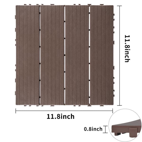 Tidoin Outdoor 1 ft. x 1 ft. Composite Interlocking Tile Deck Tile in Light Coffee(44 Per Box)