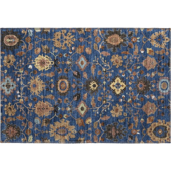 Mayfield Premium Machine Washable Abstract AMF2458 Navy 3 ft. x 4 ft. Area Rug