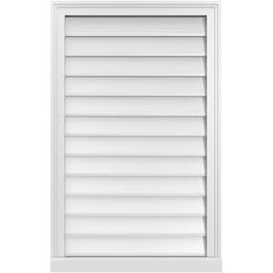 24 in. x 38 in. Vertical Surface Mount PVC Gable Vent: Decorative with Brickmould Sill Frame