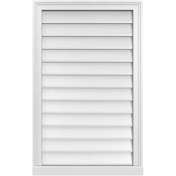 Ekena Millwork 24 in. x 38 in. Vertical Surface Mount PVC Gable Vent: Decorative with Brickmould Sill Frame