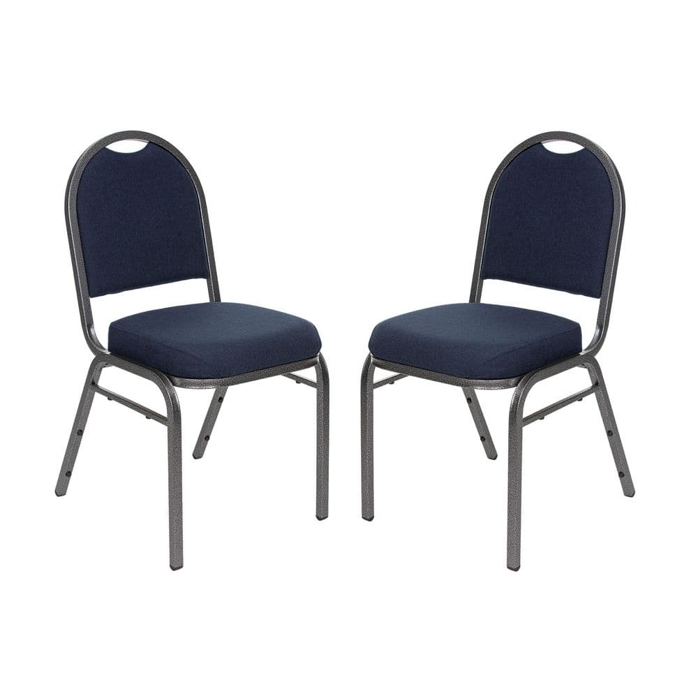 Celia Collection Plush Fabric Padded Stackable Banquet Chair, Dark Blue/Silvervein Frame, (Pack of 2) price history on PriceWatchPro