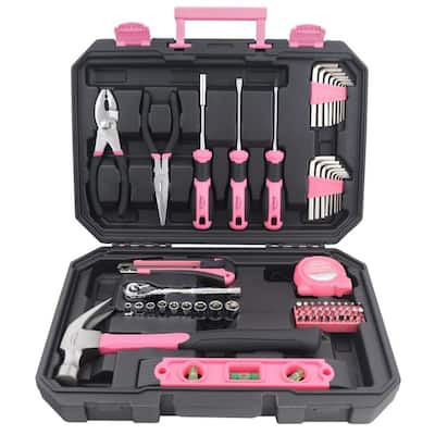 EXCITED WORK 69 Piece Pink Tool kit, Ladies Hand Tool Set with Easy  Carrying Round Pouch Household Tool Kit Perfect for DIY, Home Maintenance  and Dorm