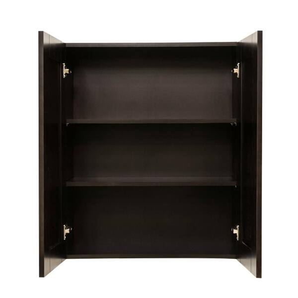 LIFEART CABINETRY Anchester Assembled 27 in. x 36 in. x 12 in. Wall Cabinet with 2 Doors 2 Shelves in Dark Espresso