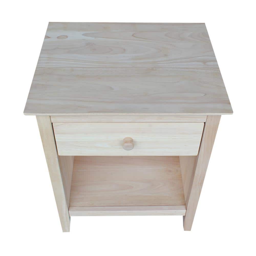 Light Wood 1-Drawer Nightstand with Tapered Legs