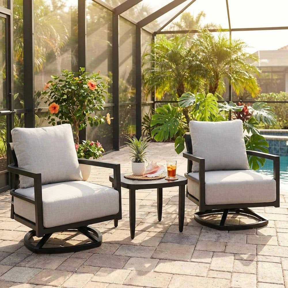 Solvallo Ember Black 3-Piece Aluminum Patio Conversation Set with Sunbrella Cast Silver Cushions price history on PriceWatchPro
