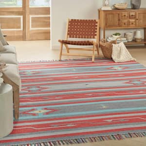 Baja Grey/Red 8 ft. x 10 ft. Tribal Transitional Area Rug