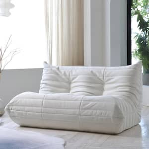 53.15 in. W Armless Rectangle Soft Teddy Velvet 2-Seats Floor Lazy Reclining Loveseats Sofa in Beige