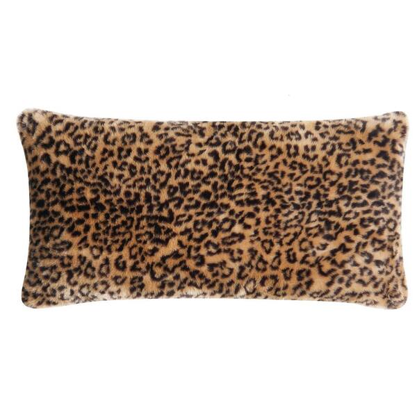 Christian Siriano Tahiti Multi-Colored Cheetah 16 in. x 32 in. Fur Bolster Pillow