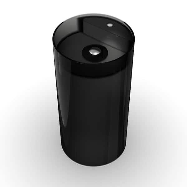 IDEAGLE 18 in. D Gray Cylindrical Pedestal Bathroom Solid Surface Vessel Sink with Single Faucet Hole and Pop Up Drain