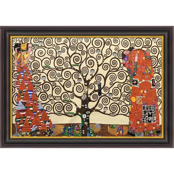 LA PASTICHE The Tree of Life, Stoclet Frieze, 1909 by Gustav Klimt Opulent Framed Abstract Oil Painting Art Print 30 in. x 42 in.
