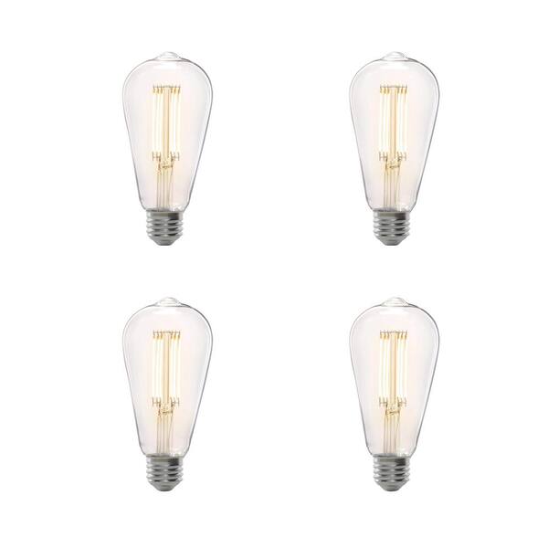 Feit Electric 75-Watt Equivalent ST19 Dimmable Clear Glass Vintage Edison LED Light Bulb With Cage Filament Warm White (4-Pack)