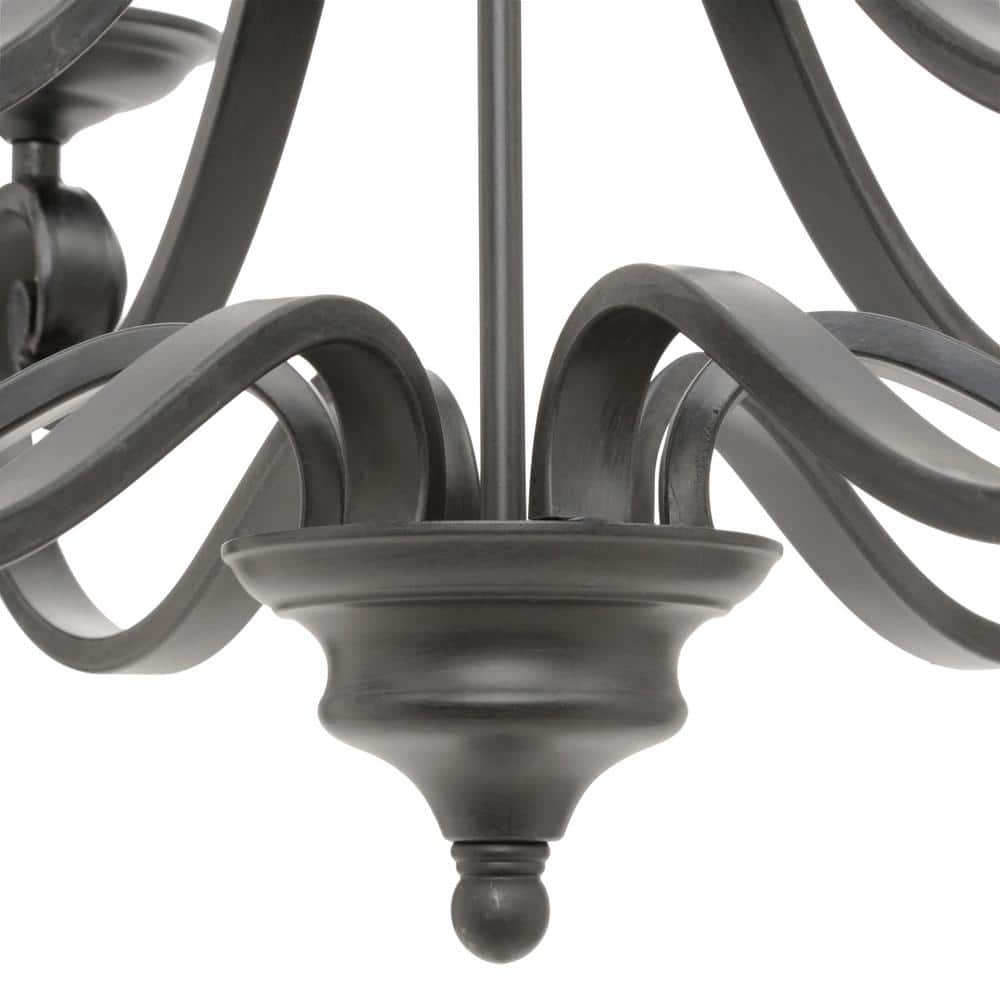 Black Iron 6-Light Candelabra Chandelier with Adjustable Chain
