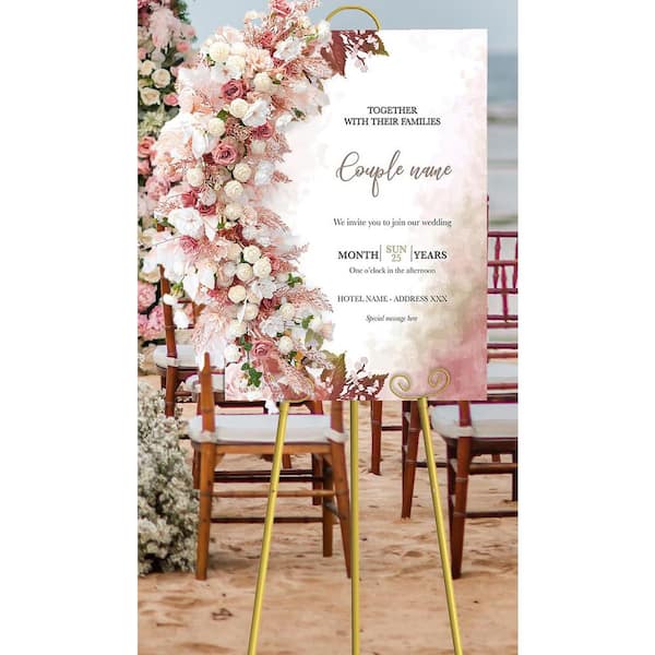 Aoibox Metal Gold Easel Stand With 4-Level Adjustable Height Chain For Painting, Wedding Signs, Posters, Art Display 29A1124B191 - The Home Depot