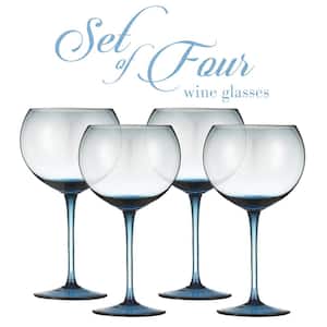 Luxurious and Elegant Sparkling 18.7 oz. Blue Colored Glassware (Set of 4)