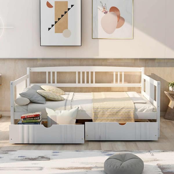 White Full Daybed with 2 Drawers