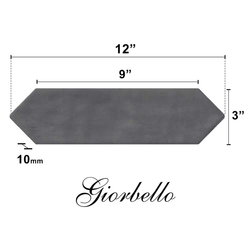Shadow Black Glazed Ceramic Subway Wall Tile 3" x 12"