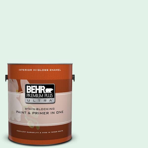 BEHR Premium Plus Ultra 1 gal. #470A-1 Window Pane Hi-Gloss Enamel Interior Paint and Primer in One