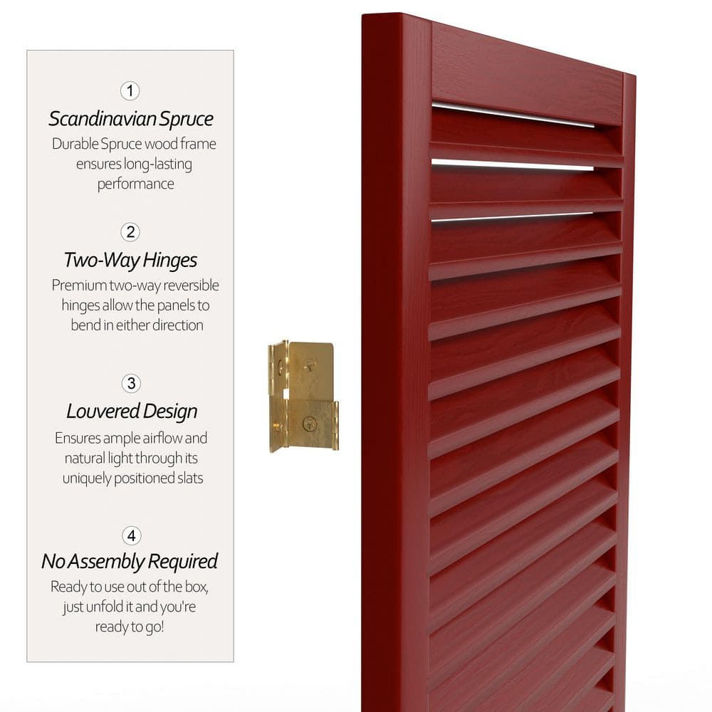 Rosewood 64" Tall Solid Wood 3-Panel Folding Room Divider