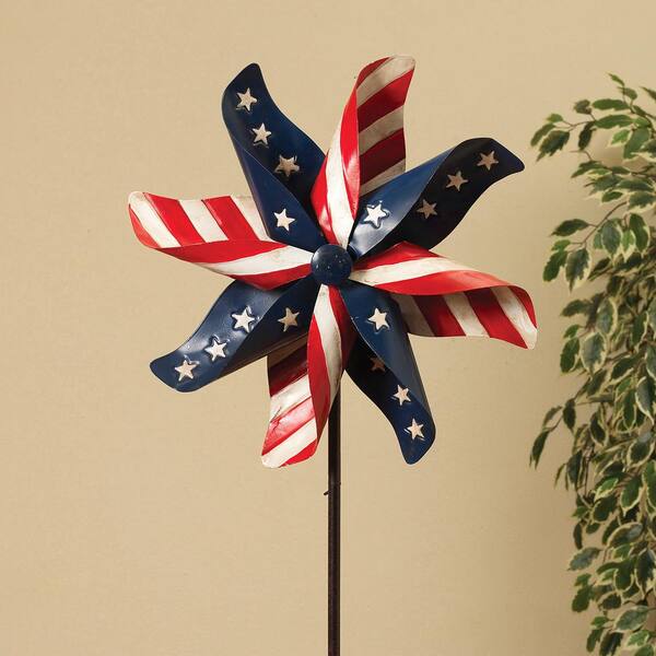 4th Of July Red, White & Blue Triple Pinwheel Wind Spinner Garden Stake