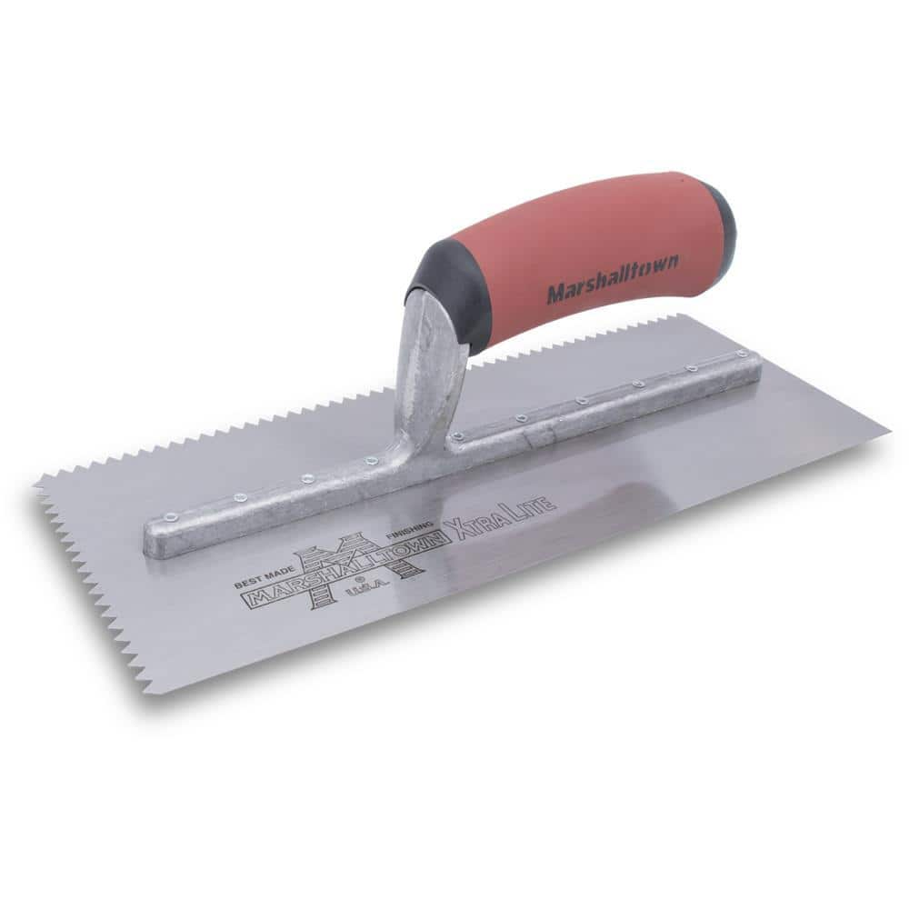 MARSHALLTOWN 11 in. x 7/32 in. x 5/32 in. V-Notch Flooring Trowel with Durasoft Handle