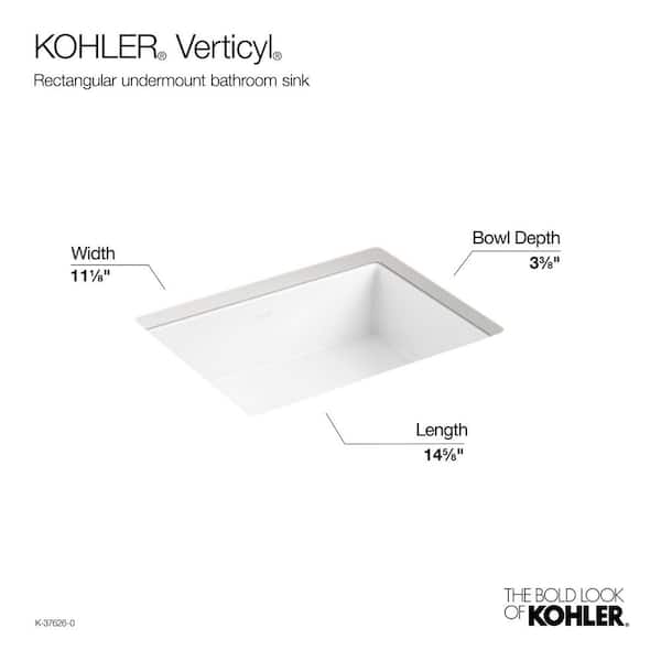 KOHLER Verticyl 16.625x13.4in. Undermount Bathroom Sink in White